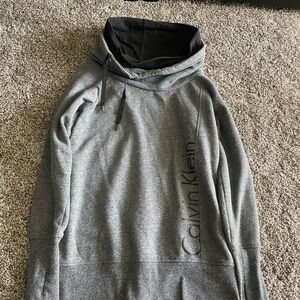 Calvin Klein Grey Hooded Pullover with Black Lined Collar